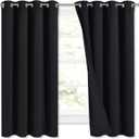 NICETOWN Complete 100% Blackout Curtains, Thermal Insulated Energy Efficiency Window Draperies with Black Liner, Noise Reducing Short Curtains for Kids Room (Black, 52-inch W by 63-inch L, 2 Panels)