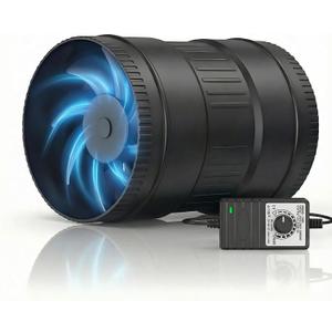 Toolazy 6 Inch Inline Booster Duct Fan with Speed Controller, 345 CFM 19.2W EC Motor 3300RPM, 0-100% Variable Speed, 32dB Ultra-Quiet, 118in Total Controller Cord, Grow Tent HVAC Ventilation Fan
