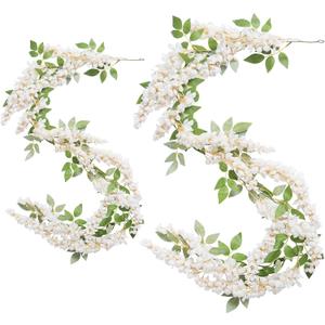 Wisteria Hanging Flowers Garland Wedding - Decorations Arch Flower Garlands for Wall 2 Pack Backdrop Decor Outdoor Fake White Floral Vines for Home Party Flores Artificiales para Decoracion