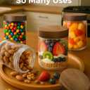 16oz 4 Pack Overnight Oats Containers with Lids, Glass Mason Jars with Acacia Wood Airtight Lids, Wide Mouth Meal Prep Storage Jars for Yogurt, Chia Pudding, Salad, Parfait, Snacks, Spice