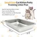Fhiny 4Pack Stainless Steel Kitten Litter Box, Small Size Low Entry Metal Cat Open Litter Pan Potty Kitten Training Toilet Odor Control Smooth Surface (2XL:15.7 11.8 2 in)