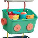 Bath Toy Storage Organizer Basket, 3 Pack Cute Robot Bathtub Shower Toy Organizer, Wall Mounted Hanging Bath Toy Holder with Hooks, for Tub Laundry (3 Pack / Blue,Grey,Green)