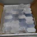 The Tiles Plaza 10-Sheet Peel and Stick Backsplash, 12" x 11.5" Blue Cement Long Hexagon Self-Adhesive Wall Tile, Stone Composite Stick On Decorative Mosaic Tile for Kitchen Bathroom Fireplace