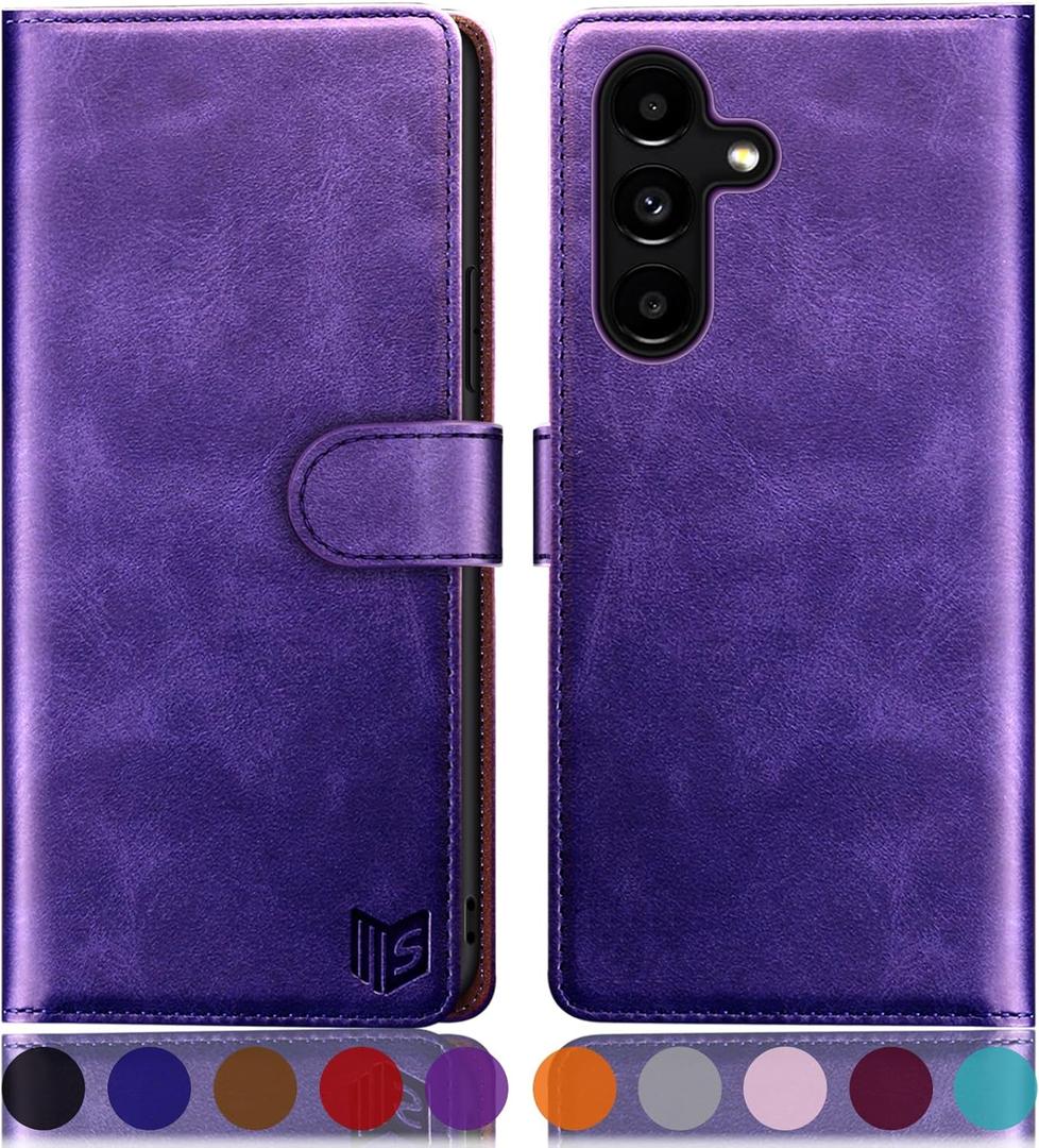 3 x SUANPOT for Samsung Galaxy S24 Plus/S24+ Wallet case with RFID Blocking Credit Card Holder,Flip Book PU Leather Protective Cover Women Men for Samsung S24Plus Phone case Purple