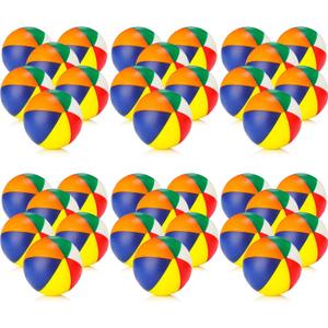 36 Pcs Beach Stress Ball 2.5 Inch Summer Mini Stress Relief Balls Rainbow Squeeze Toys Pu Foam Squeezy Toy for Girls Boys Adults Beach Birthday Party Favors Water Pool Games(Multicolor)