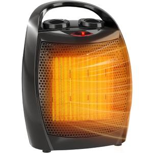 Garvee Portable Electric Space Heater - 1500W/750W Thermostat, 2-in-1 Fast Heating Ceramic Desk Heater & Fan, Safe Quiet <45 dB for Office, Room, Under Desk Use, Tip-Over Overheat Protection, Black