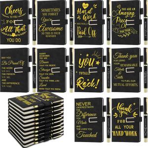 Chuangdi 20 Pcs Employee Appreciation Gift Bulk A5 Leather First Day of School Gifts Thank You Gifts 10 Inspirational Notebook and 10 Motivational Ballpoint Pen for Coworker Team Teachers Student