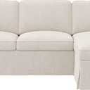 Replacement Sofa Cover Fit for IKEA Ektorp 4-Seat Corner and Loveseat Chaise Sectional, Couch Slipcover Furniture Protector, Cool White (Cover Only, Sofa Not Included)