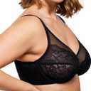 HSIA Minimizer Bras for Women Enchante Full Coverage Underwire Bras Plus Size Lifting Floral Lace Bra for Heavy Breast (Black)