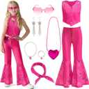 Cowgirl Costume for Girls (No Hat) Kids Western Cowgirl Disco Movie Dress up Outfit Halloween Birthday Party Cosplay, Size: 130(5-6 Years)