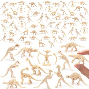 SAYAYA 120 Pieces 3.7 Inch Dinosaur Fossil Skeletons Mini Dinosaur Skeleton Figures Plastic Dino Bones Science Play Dino Sand Dig Party Favor Cake Topper Decoration
