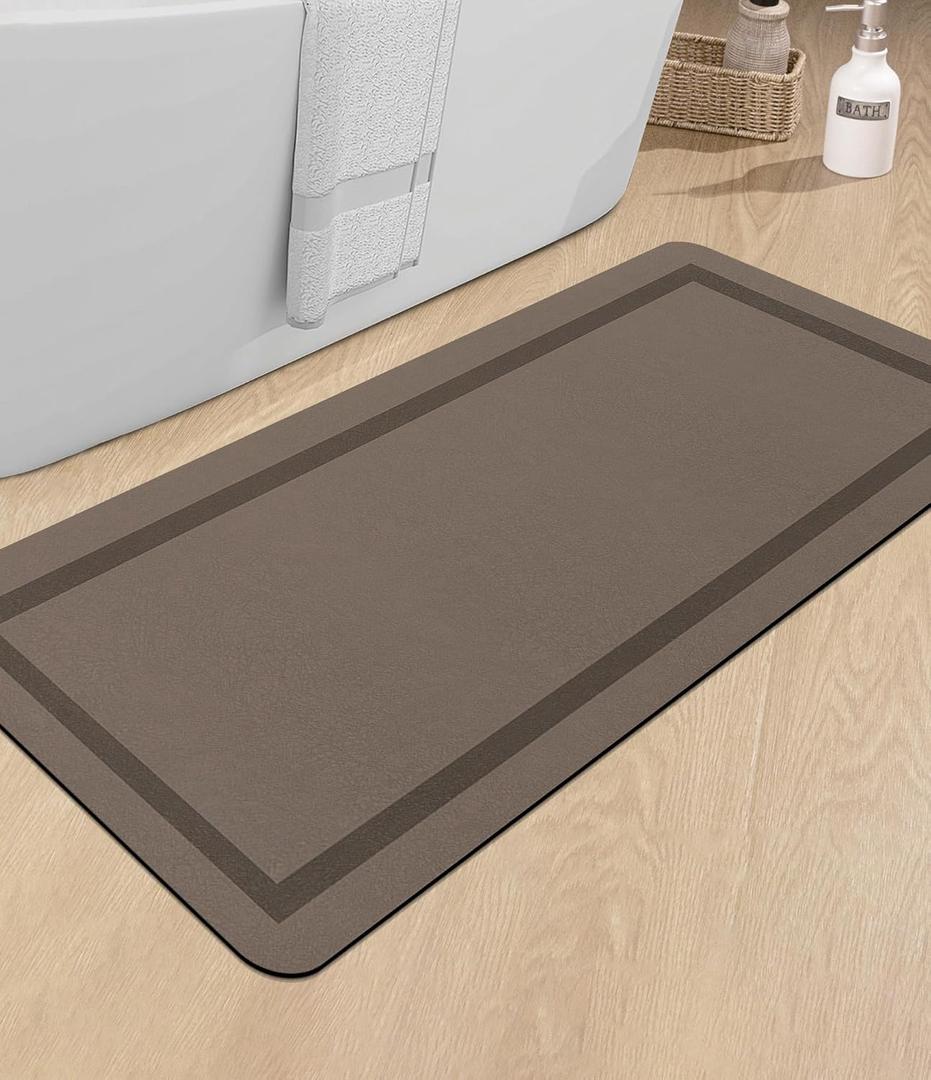 chakme Bathroom Mat Rugs Large 48x24, Ultra Thin Magic Mat Bath Rug Non Slip Bath Rugs Quick Dry Absorbent Bath Mats for Bathroom Floor, (Brown, 48"x24")