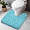 Disolla Toilet Rug U Shaped 23x24 Machine Washable Non Slip Toilet Floor Mat Soft Plush Contour Rug for Bathroom Floor, Sky Blue