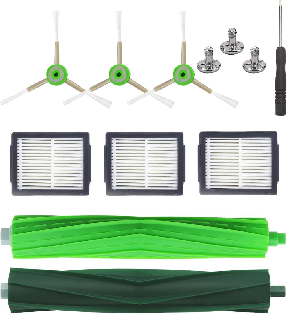 Replacement Parts for iRobot Roomba - Multi-Surface Rubber Brushes, HEPA Filters, Edge-Sweeping Brushes - Compatible with i Series (i3/i4/i6/i7/i8), J7, E Series (E5/E6/E7) Vacuum Cleaners