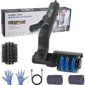 Electric Grill Brush, 3 Speed Powerful BBQ Cleaning Brush with 180 Adjustable Head, Stainless Steel Wire Automatic Grill Cleaner for Outdoor Camping & BBQ Accessories (Black)