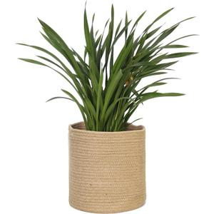 MEGASKET Woven Jute Plant Basket, Wicker Basket Planter for 11 inch Pot, Round Indoor Tree Pot Cover, Small Boho Storage Bin Organizer, Rustic Planter and Home Decor, 12.5 x 12.5