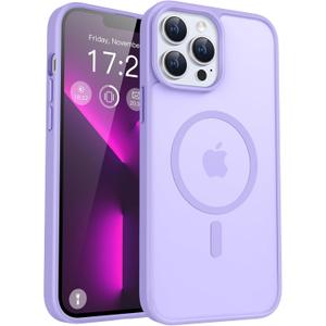 for iPhone 13 pro Phone Case, Compatible with Magnetic, Military Grade Drop Protection Translucent Matte Shockproof Anti-Scratch/Anti-Fingerprint Case for iPhone 13 pro (Light Purple)