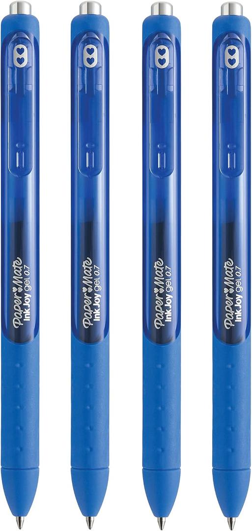Paper Mate InkJoy Gel Retractable Pens - 0.7mm Medium Point - Blue Ink - Pack of 4
