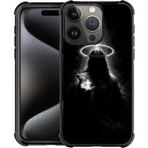 for iPhone 15 Pro Case with God Cross Four Corner Airbag Protection Design Anti Slip Soft Silicone Frame Personalized Pattern Case Compatible with iPhone 15 Pro for Men