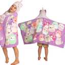 Squishmallows Kids Super Soft Bath/Pool/Beach Soft Cotton Terry Hooded Towel Wrap, 24 in x 50 in, (Officially Licensed Product) By Franco