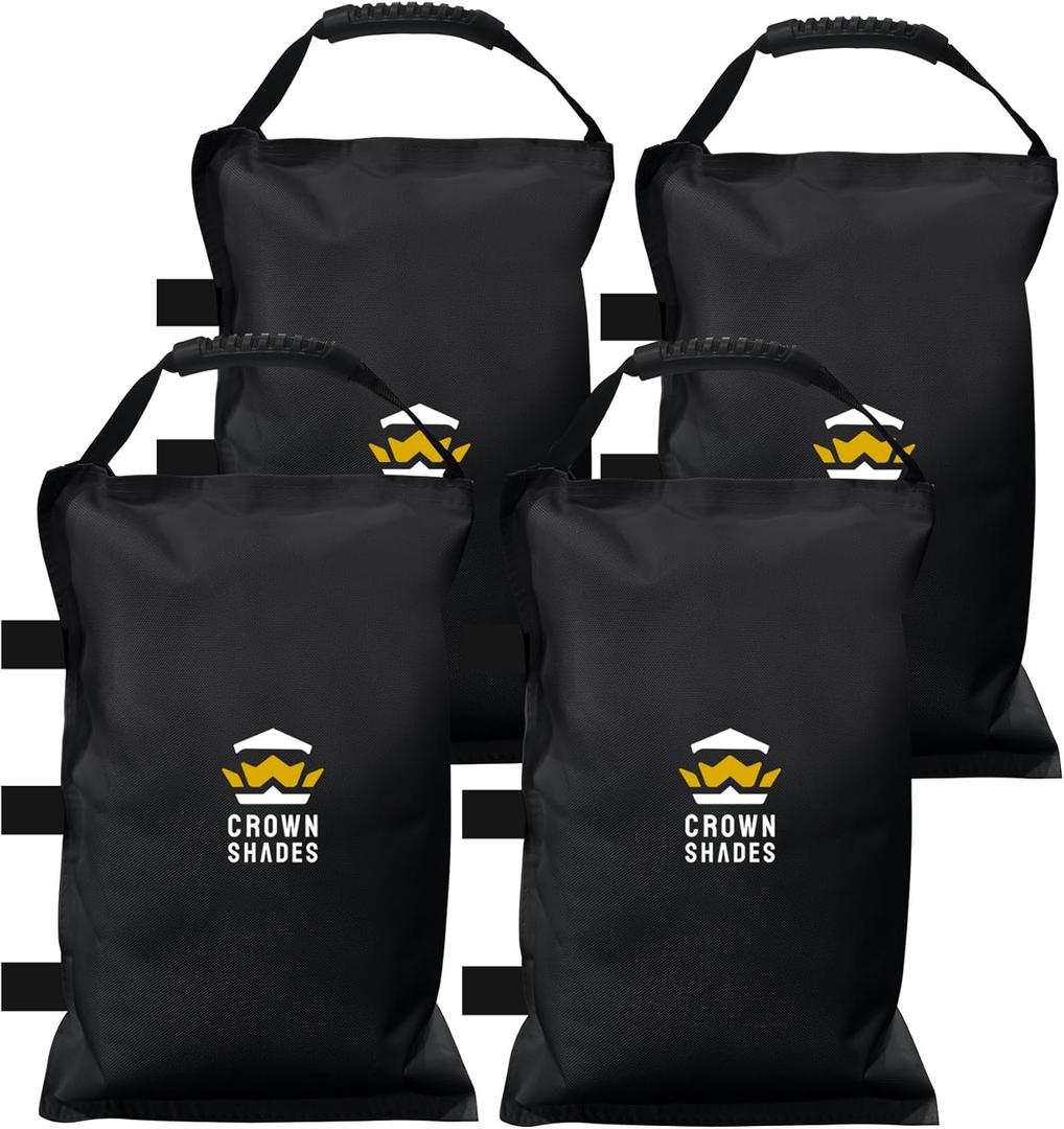 CROWN SHADES Sand Bags for Canopy Legs (120 LBS) Sandbags for Weight, Canopy Weights, Pop Up Tent Weights Bags, Black (Unfilled)