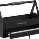 UNITEDPOWER Handy Tool Box With 1 DrawerPortable Metal Tote Tray with comfortable grip handle, Tool Organization for Household, Warehouse, Repair Shop, Black