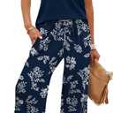 WIHOLL Two Piece Set for Women Summer Spring Outfits Cruise Travel Airport Beach Vacation Mock Neck Wide Leg Pants Set (Blue, S)