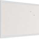 U Brands Farmhouse Linen Bulletin Board, 30" x 20", White Wood Frame, Wall Mounted Pin Board for Home Office, Classroom & Kitchen, Includes Push Pins