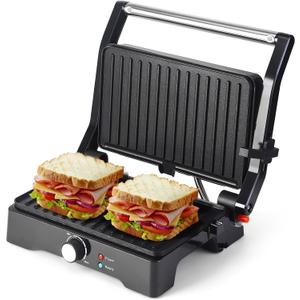 Panini Press Grill Sandwich Maker, Large Electric 3 in 1 Panini Sandwich Maker Grill, Open 180 Degrees for Grill Indoor, Perfect for Grilling Steaks, Burger, Sandwich,Non-stick Pan