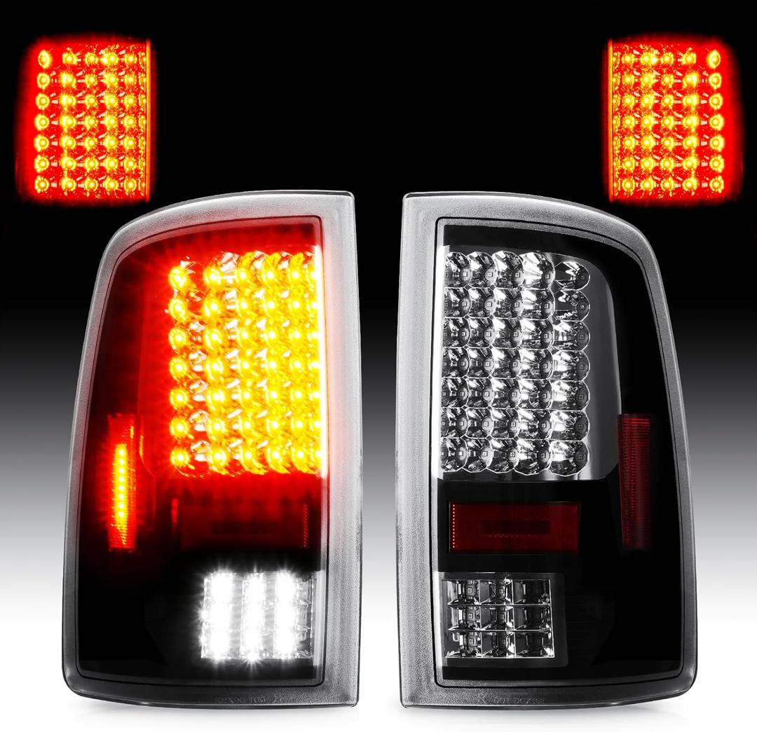 LED Tail Lights Fit for Dodge Ram 1500 2009-2010, 2500 3500 2010, for Ram 1500 2500 3500 2011-2018, 1500 Classic 2019 Taillights Assembly (Only Fit Factory Halogen Version and 921 Reverse Bulb)