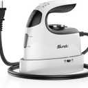 Sundu Small Iron for Clothes with Steam,Travel Iron Portable Non-Stick Soleplate Steamer Samll for Quilting & Sewing,300 Microsteam Holes,90ml water tank,lockable safety base (Silver)