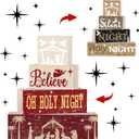 2 x 4Pcs Wooden Christmas Nativity Tiered Tray Decor Christmas Table Decoration Jesus Decor Coffee Table Centerpieces for Home Kitchen Office Decorations