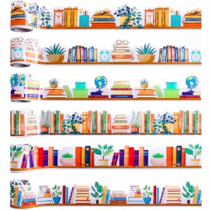 Faccito 98.4 ft Boho Bookshelf Bulletin Board Border Boho Potted Classroom Rolled Bulletin Board Border Trim Sticker for Back to School Library Classroom Office Chalkboard Whiteboard Wall Decoration