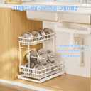 2 Pack Under Sink Organizers and Storage, 2 Tier Pull Out Cabinet Organizer, Metal Sliding Drawer Storage for Kitchen Bathroom, White