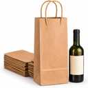 Kraft Wine Gift Bags with Handles  50 Pack Brown Paper Wine Bottle Bags, 5.25" x 3.25" x 13" (Brown Kraft)