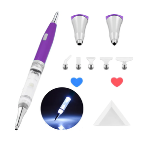 Diamond Art Painting Drill Pen 2.0 with Metal Sticky Tips, Diamond & Painting Accessories, Replacement Pen Heads & Wax - B7 Purple