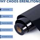 RENLITONG Black Iron on Vinyl 12Inch by 50ft Roll Heat Transfer Vinyl for T-Shirt Black HTV Rolls for All Cutter Machine - Easy to Cut & Weed for Heat Transfer Design