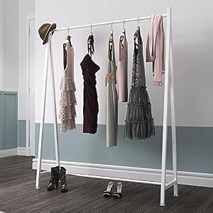DR.IRON White Metal Clothes Racks Garment Rack, Modern White Clothing Rack Free Standing Hanging Rod for Boutique Retail, Clothes Store, Laundry Room(47’’L)