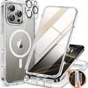 Miracase Magnetic Case for iPhone 16 Pro Case 6.3-Inch, Full Body Bumper Case Compatible with MagSafe and Built-in 9H Tempered Glass Screen Protector + Camera Lens Protector (Clear) 