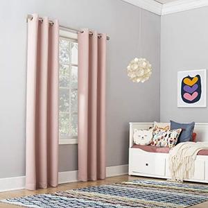 Sun Zero Riley Kids Bedroom Blackout Grommet Curtain Panel, 40" x 95", Blush Pink, One Panel 
