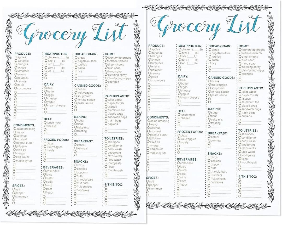 BEST PAPER GREETINGS Magnetic Grocery List Pad for Fridge, Printed Shopping List Notepad with magnet (100 Sheets, 9.25 x 6.25 In, 2 Pack) - Magnetic Note Pad for Fridge