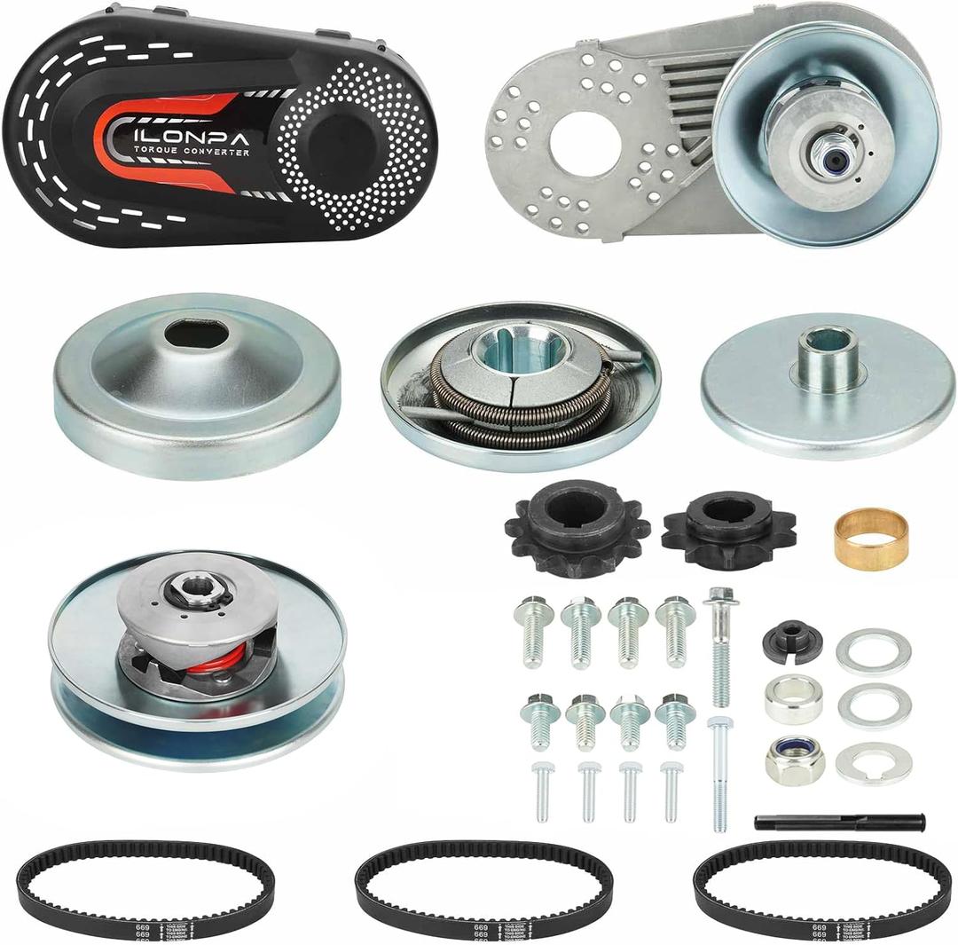 30 Series Torque Converter 2HP-7HP Go Kart Clutch Set 3/4" for 10T #40 41 420 and 12T #35 Chain 3*Drive Belts for 212CC Predator Replaces for Comet TAV2 219552A 219456A 217610A