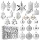 Mr. Pen Assorted Christmas Ball Ornaments Set, 77 pcs, Silver, Shatterproof, Bulk Ornaments for Christmas Tree