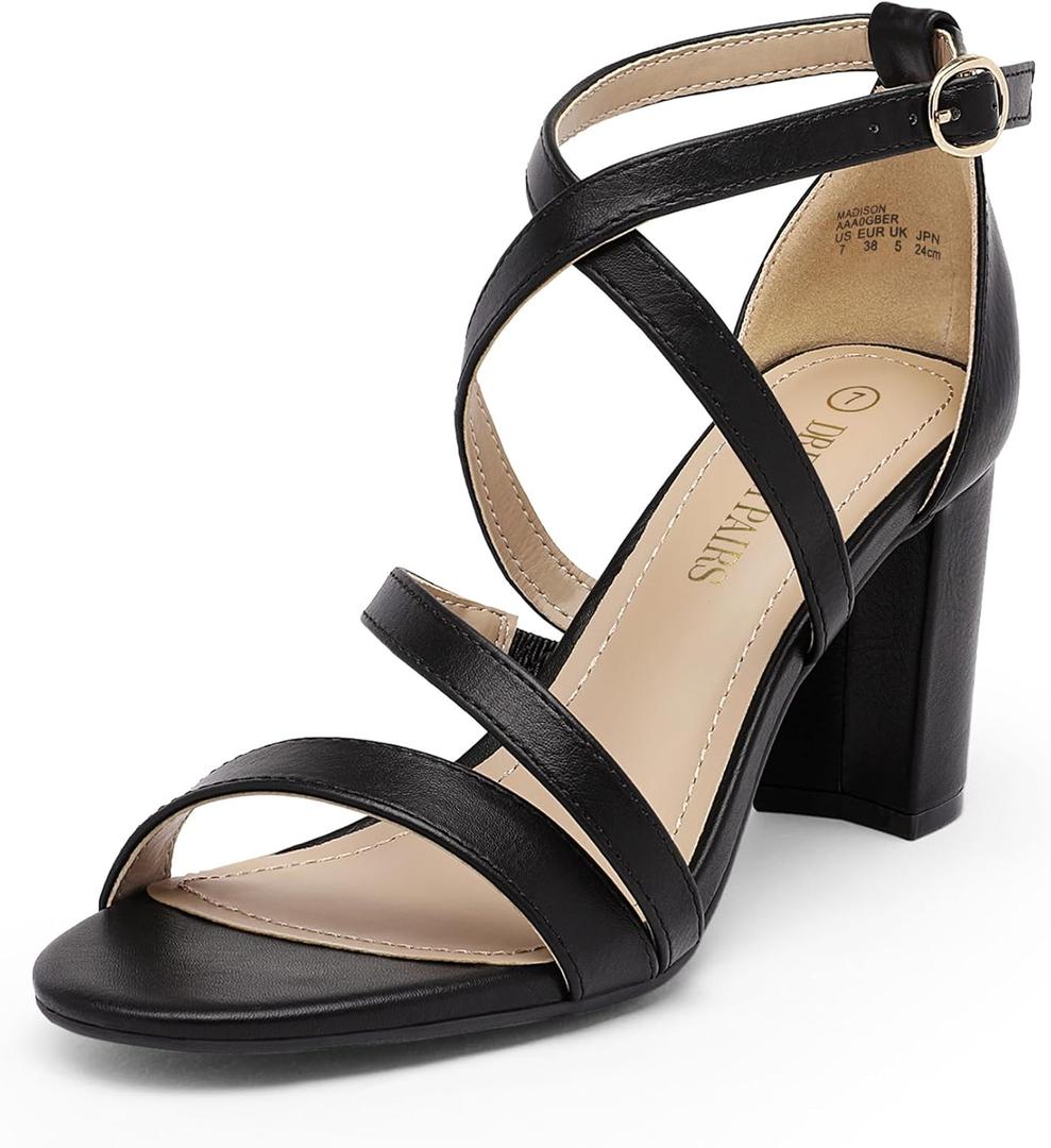DREAM PAIRS Womens Ankle Strap Dress Pump Low Chunky Heel Sandals (9 Wide)