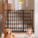InnoTruth 29.540.75" Baby Gate for Stairs, 30" Tall Dog Gates for Doorways & Hallways, Safety Gate for Kids & Pets, Pressure-Mounted Walk-Through with Dual Lock & 2-Way Swing, Black
