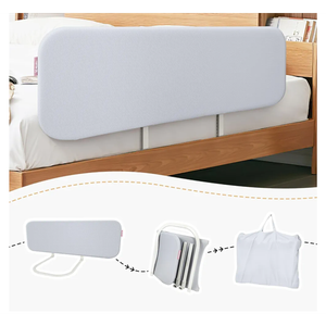 Q-MIULIKE Baby Bed Rail for Toddlers Portable Foldable 27 Height Adjustable Travel Toddler Bed Rails Easy to Install Suitable for Full King Queen Twin Bed Sizes (Grey 105cm, 1 Piece)