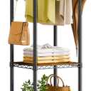 R1 Clothes Rack Heavy Duty, Clothing Racks for Hanging Clothes, Garment Rack with Storage Shelves, Small Coat Rack Freestanding for Entryway, Hallway, Bedroom, Max Load 448 Lbs, Black