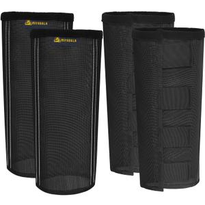 Fly Boots for Horses Set of 4,Extra Tough Mesh Horse Fly Boots with 2 Built-in Metal Supports,Breathable Fly Leggings for Horses with Fleece Trimming and Reflective Webbing (Black, Medium)
