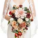 Ling's moment Bridal Bouquet Cascading Terracotta Wedding Bouquet for Bride