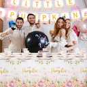 MEHOFOND Fall Pumpkin Plates and Napkins Party Supplies194 Pcs, Pink Floral Disposable Tableware Set with Cups Banner Pumpkin Tablecloth for Girls Baby Shower Dinner Party Decorations, Serves 24